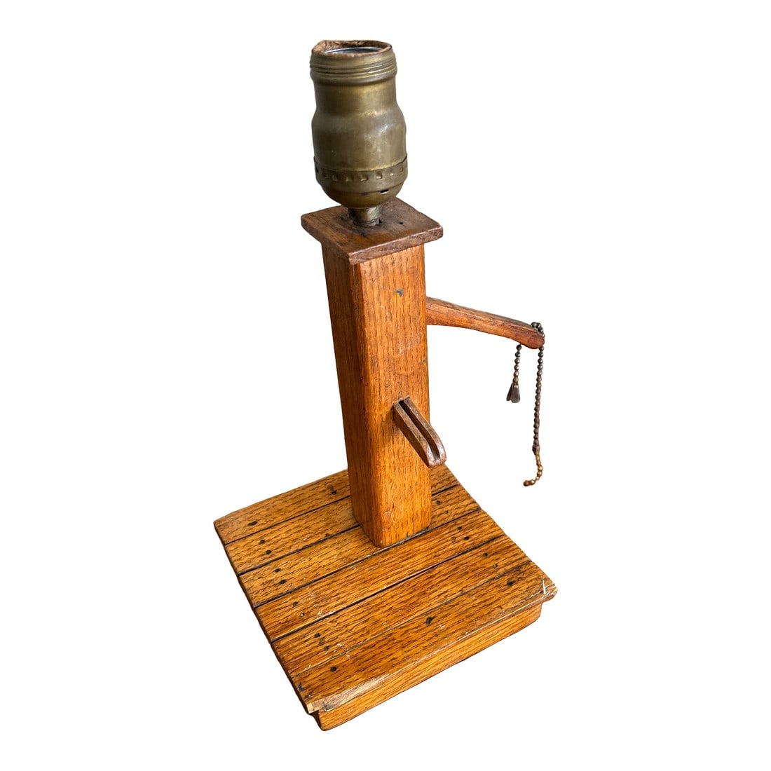 1970s Small Rustic Wooden Table Lamp (1 of 8)