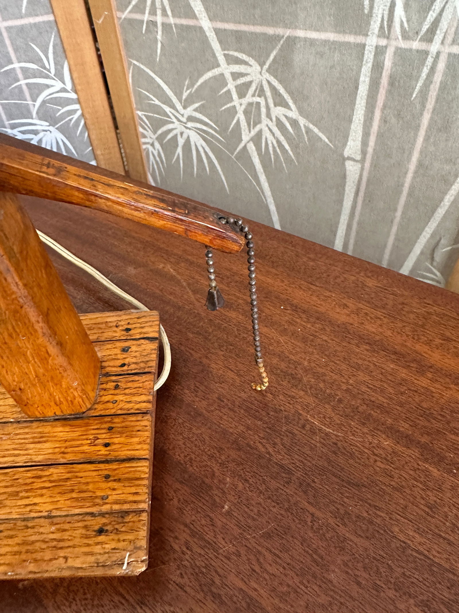 1970s Small Rustic Wooden Table Lamp - 4