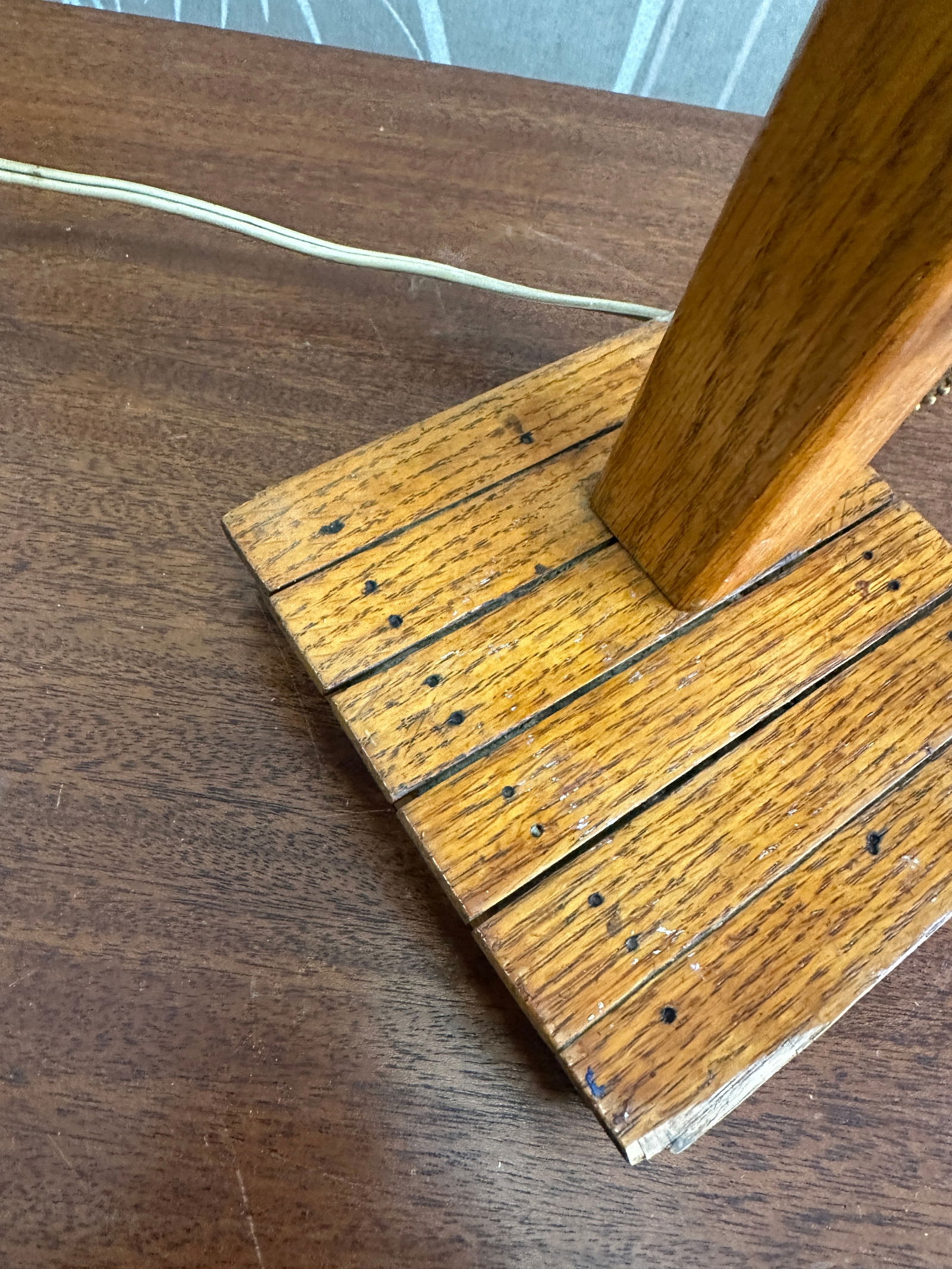 1970s Small Rustic Wooden Table Lamp - 6