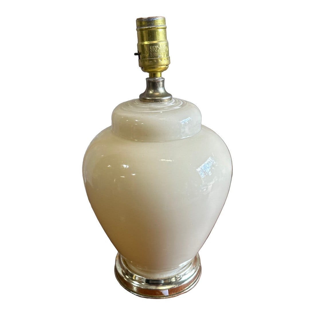 Vintage White Ceramic Table Lamp With Silver Base (1 of 8)