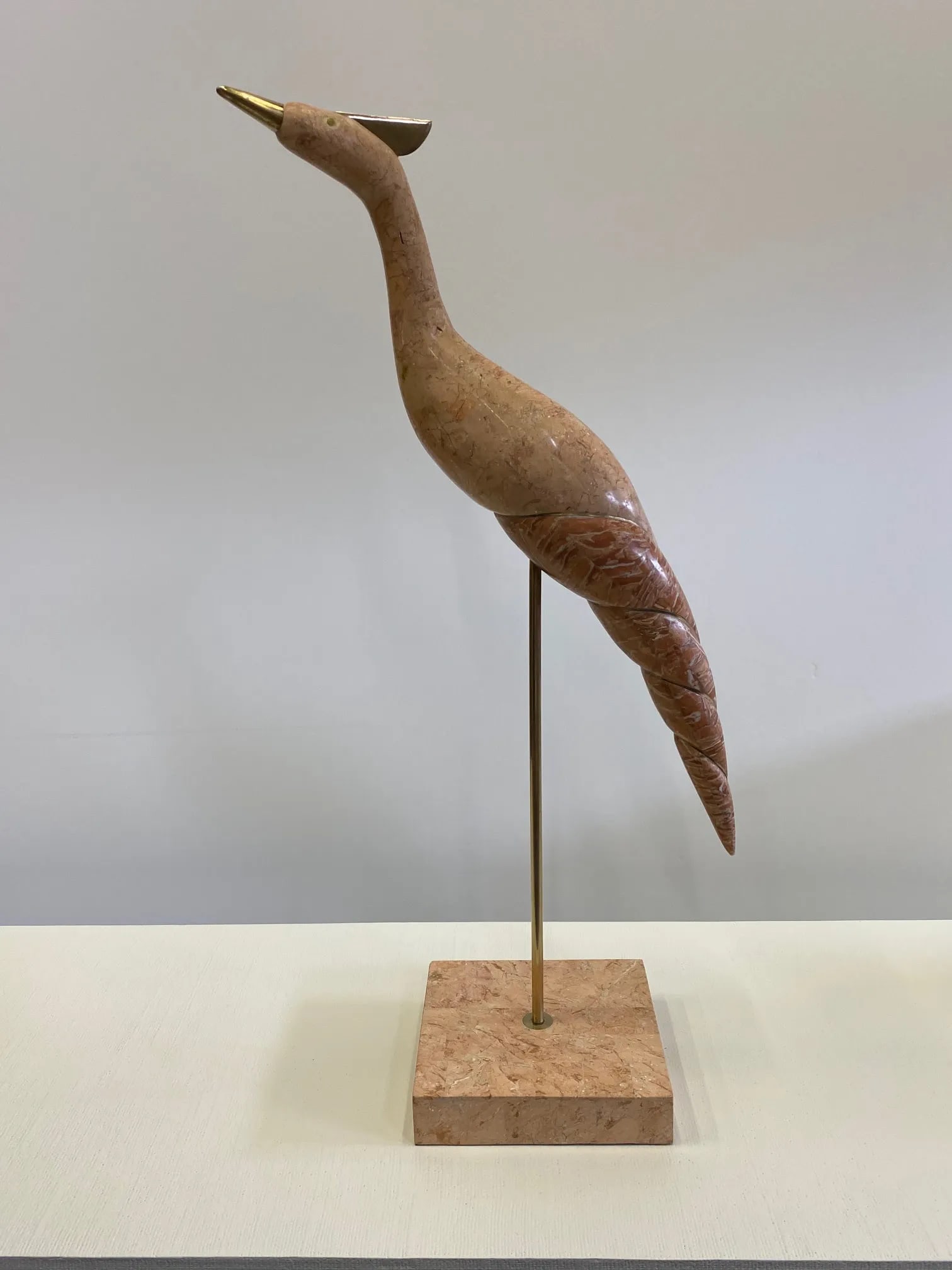 Tessellated Stone & Brass Bird Sculpture - 10