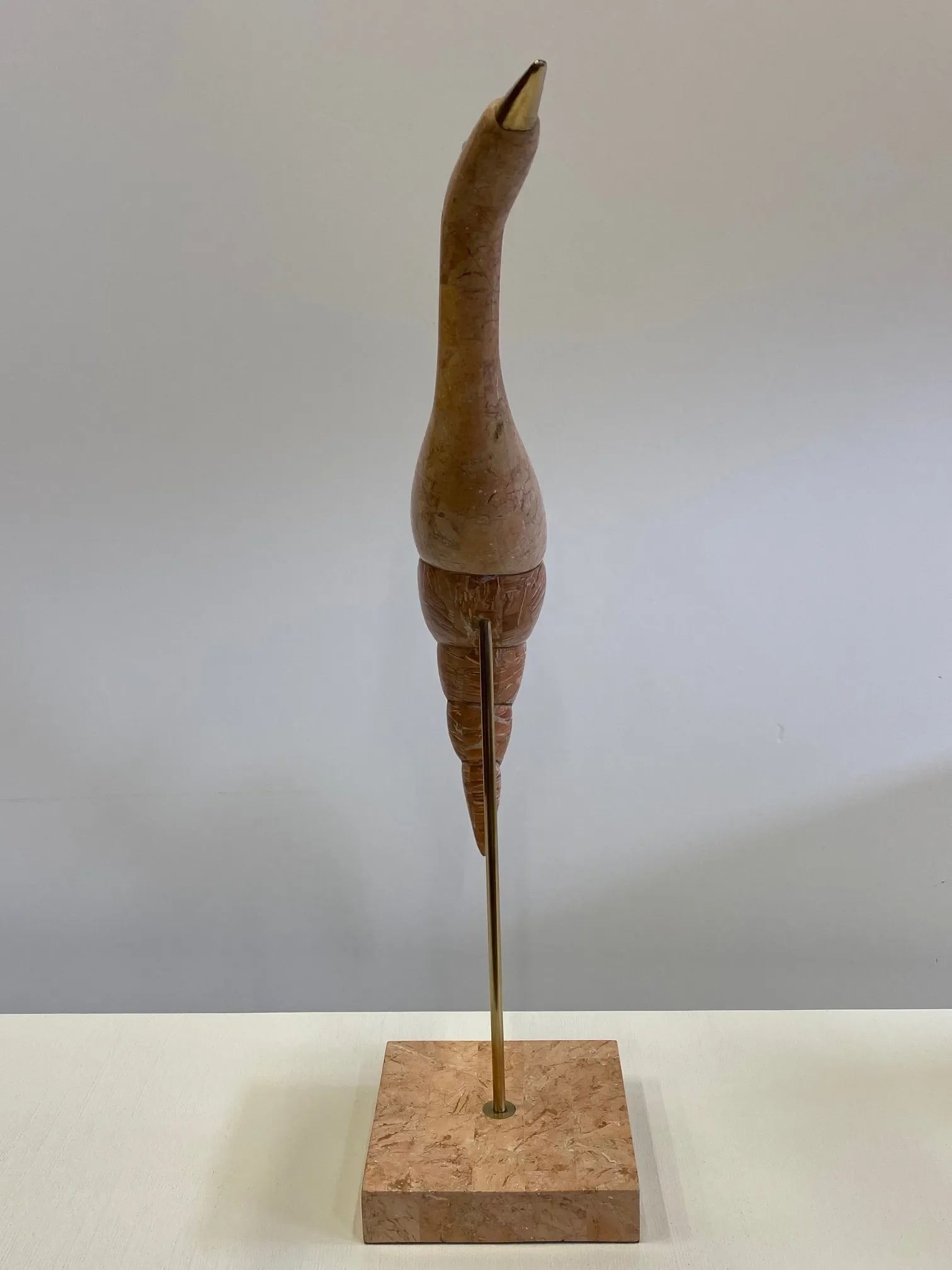 Tessellated Stone & Brass Bird Sculpture - 7