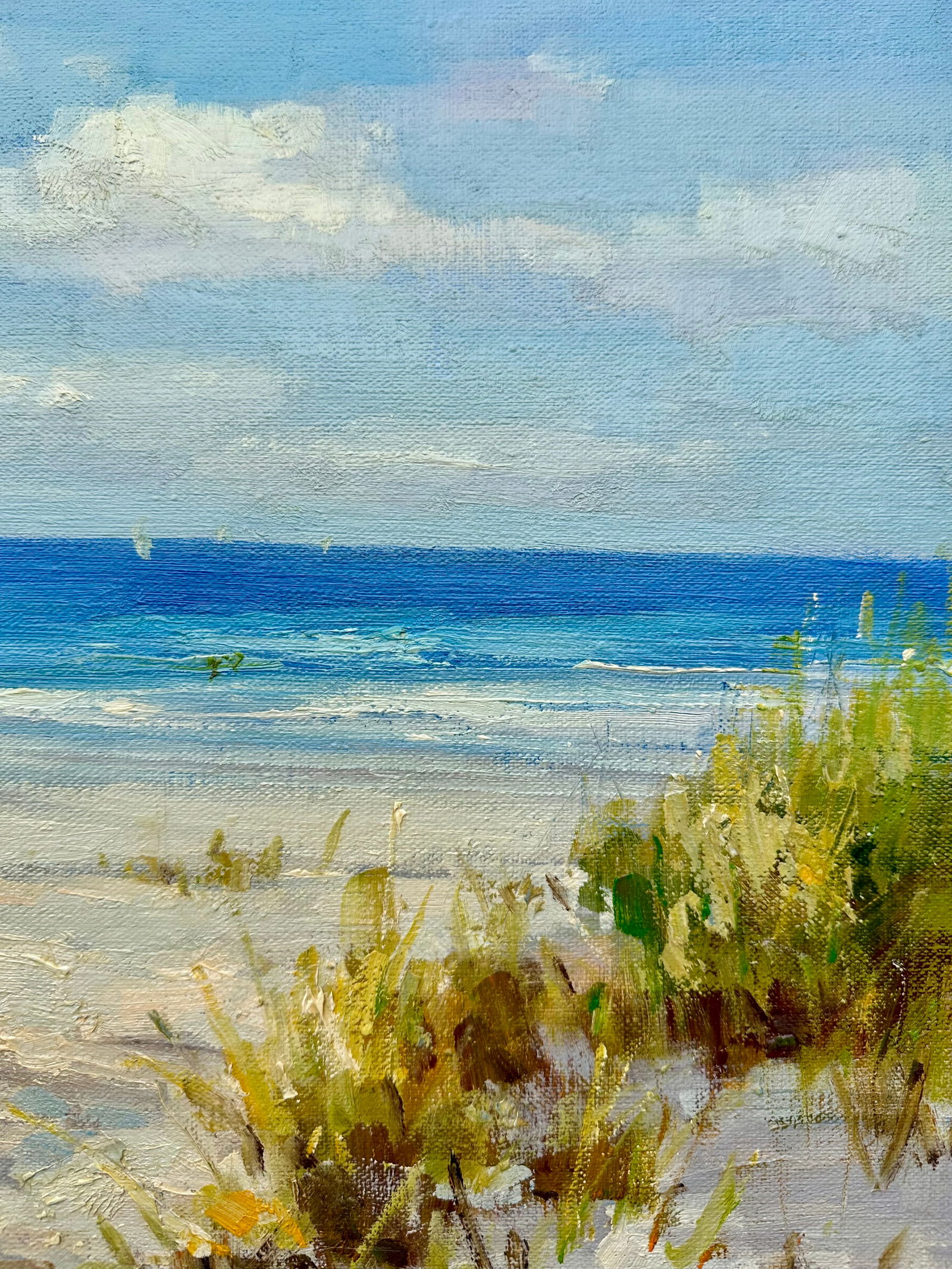 Contemporary Coastal Beach Seascape Oil Painting on Canvas, Unstretched, by H. Cole - 4