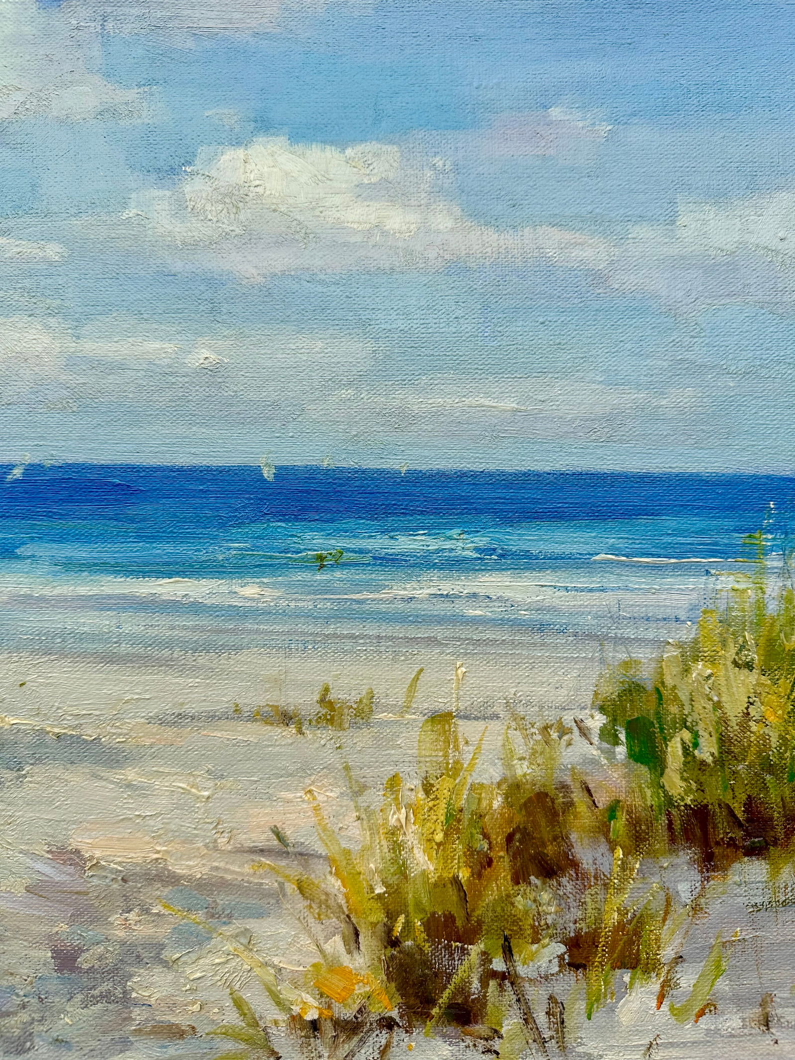 Contemporary Coastal Beach Seascape Oil Painting on Canvas, Unstretched, by H. Cole - 5