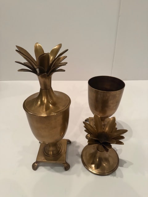 Brass Lidded Pineapple Jars -a Pair - 3