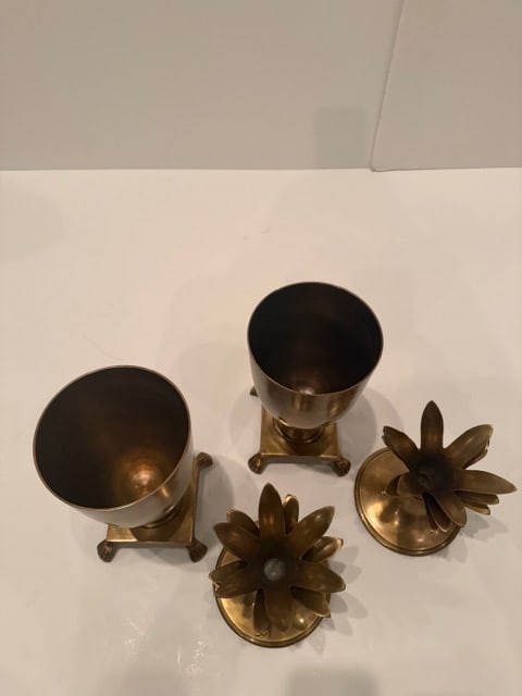 Brass Lidded Pineapple Jars -a Pair - 7