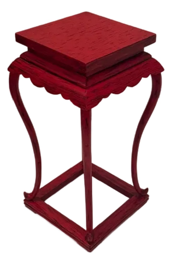 Vintage Red Lacquer Square Side Table (1 of 5)