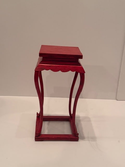 Vintage Red Lacquer Square Side Table - 3