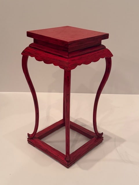 Vintage Red Lacquer Square Side Table - 4