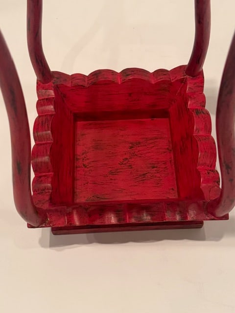 Vintage Red Lacquer Square Side Table - 5