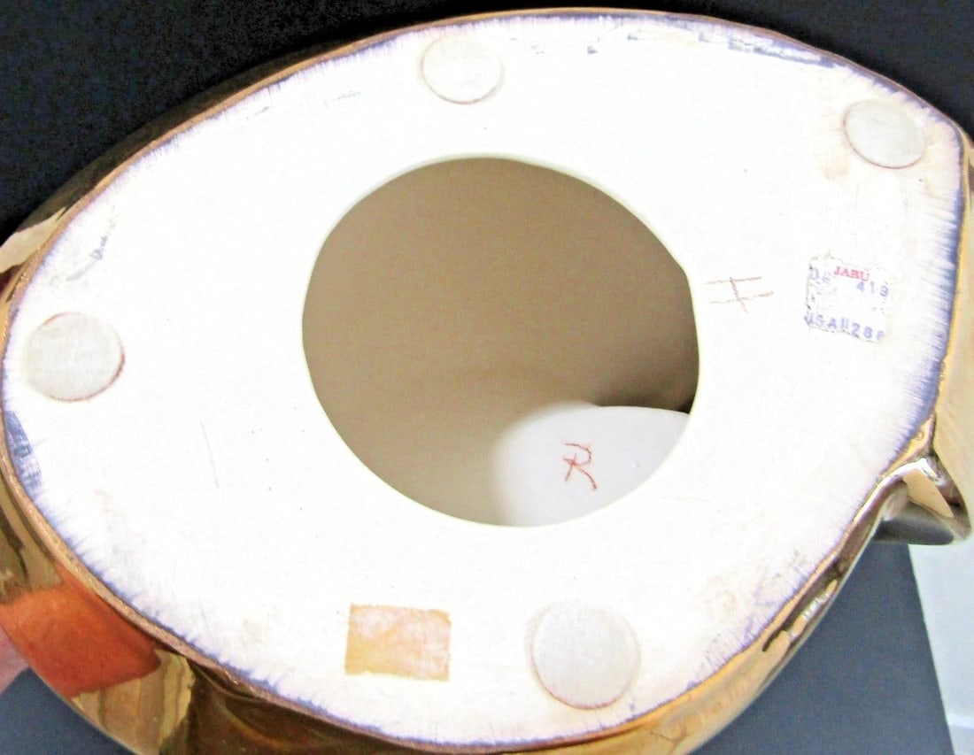 Rare Jaru 1970s 18k Gold Pottery Modernist Nude Woman Dancer Sculpture Signed 18.5" Tall - 11