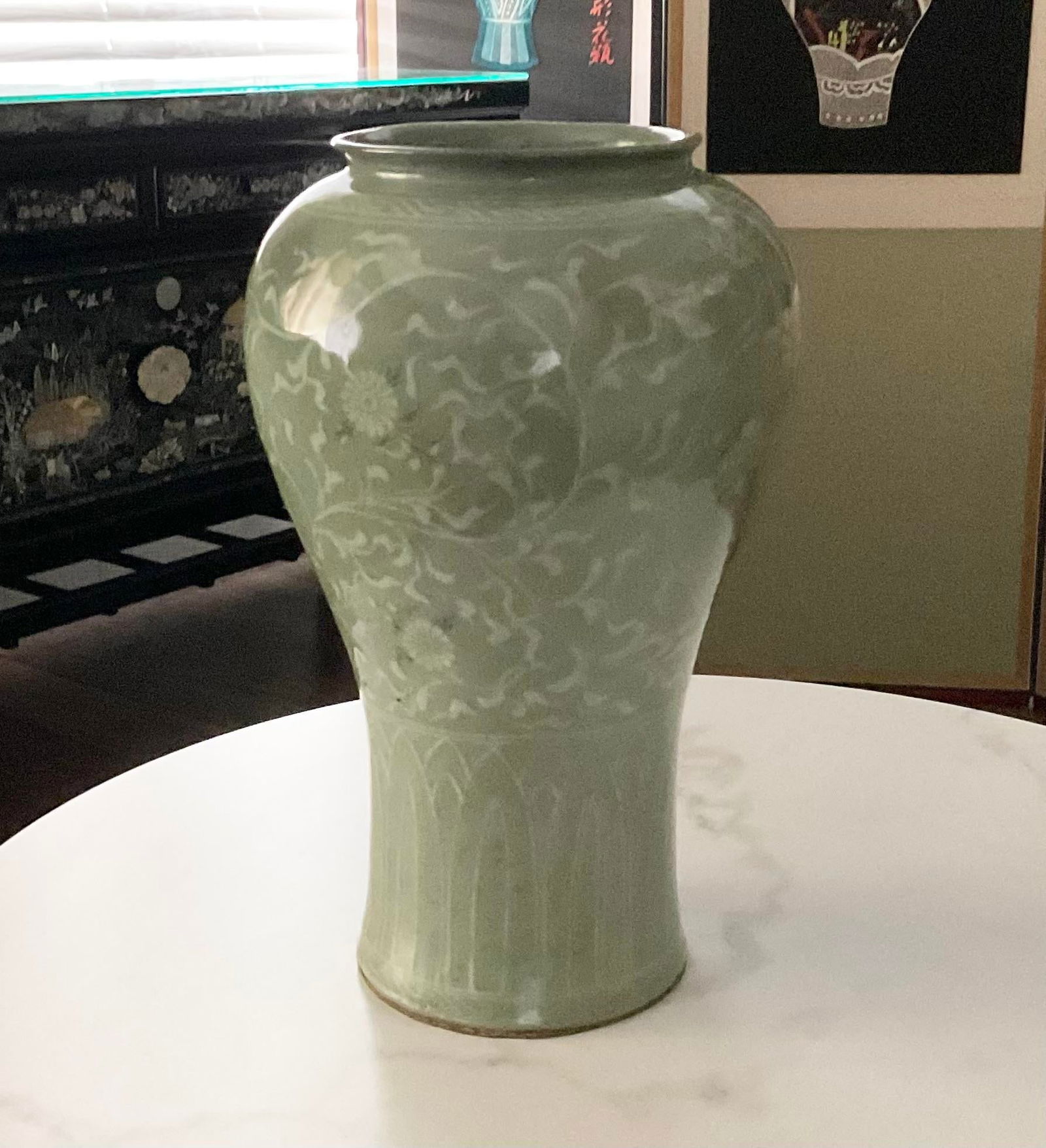 Korean Blue Celadon Style Maebyung Vintage Pottery - 2