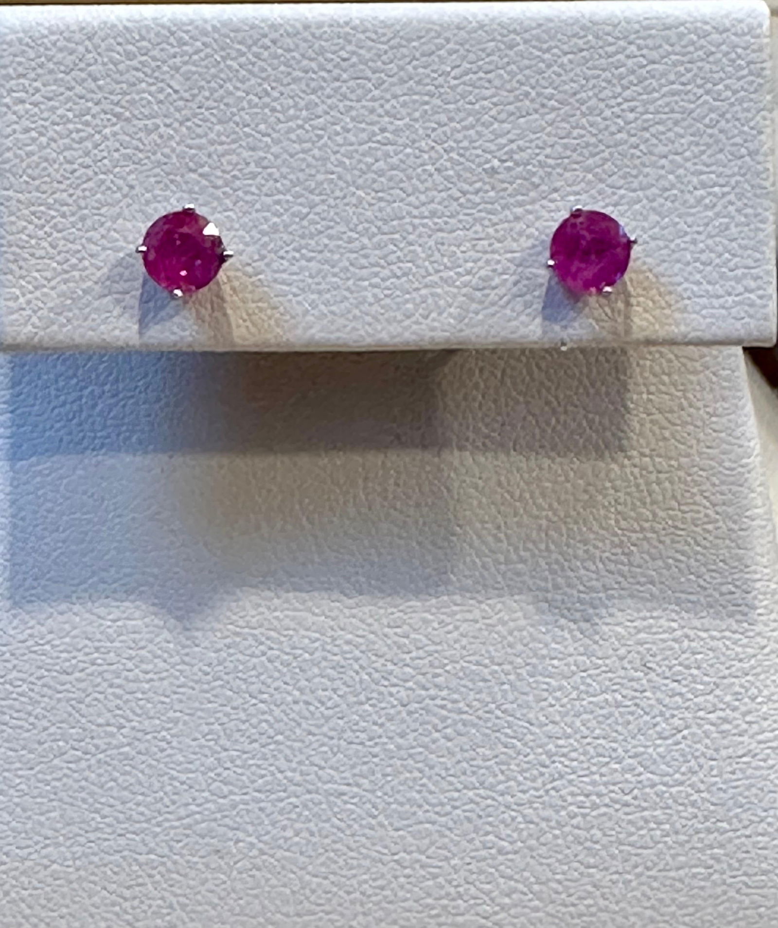 1 Carat Solitaire Natural Ruby Earrings 4 Prongs Screw Back 14 Karat White Gold - 14