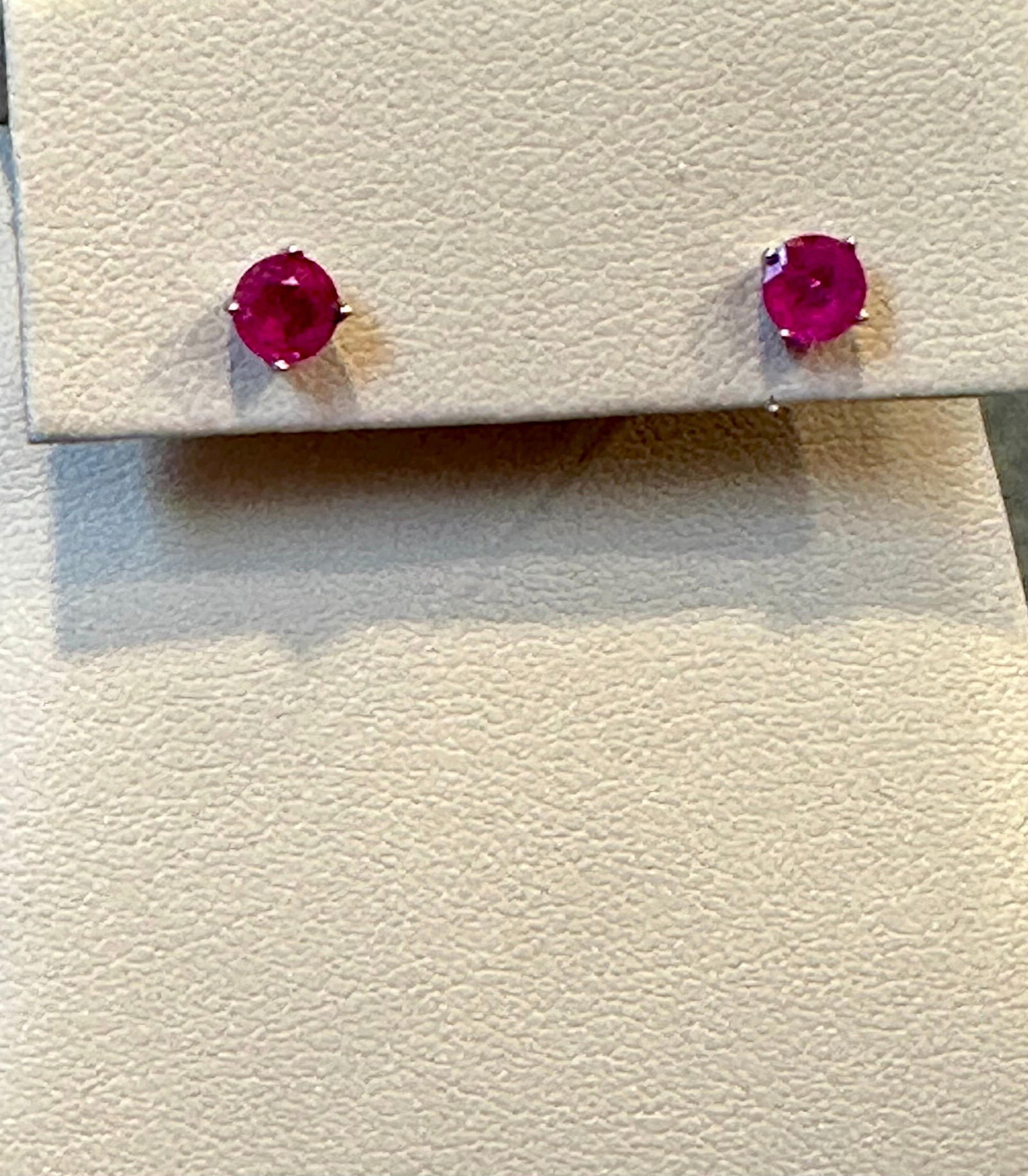 1 Carat Solitaire Natural Ruby Earrings 4 Prongs Screw Back 14 Karat White Gold - 5