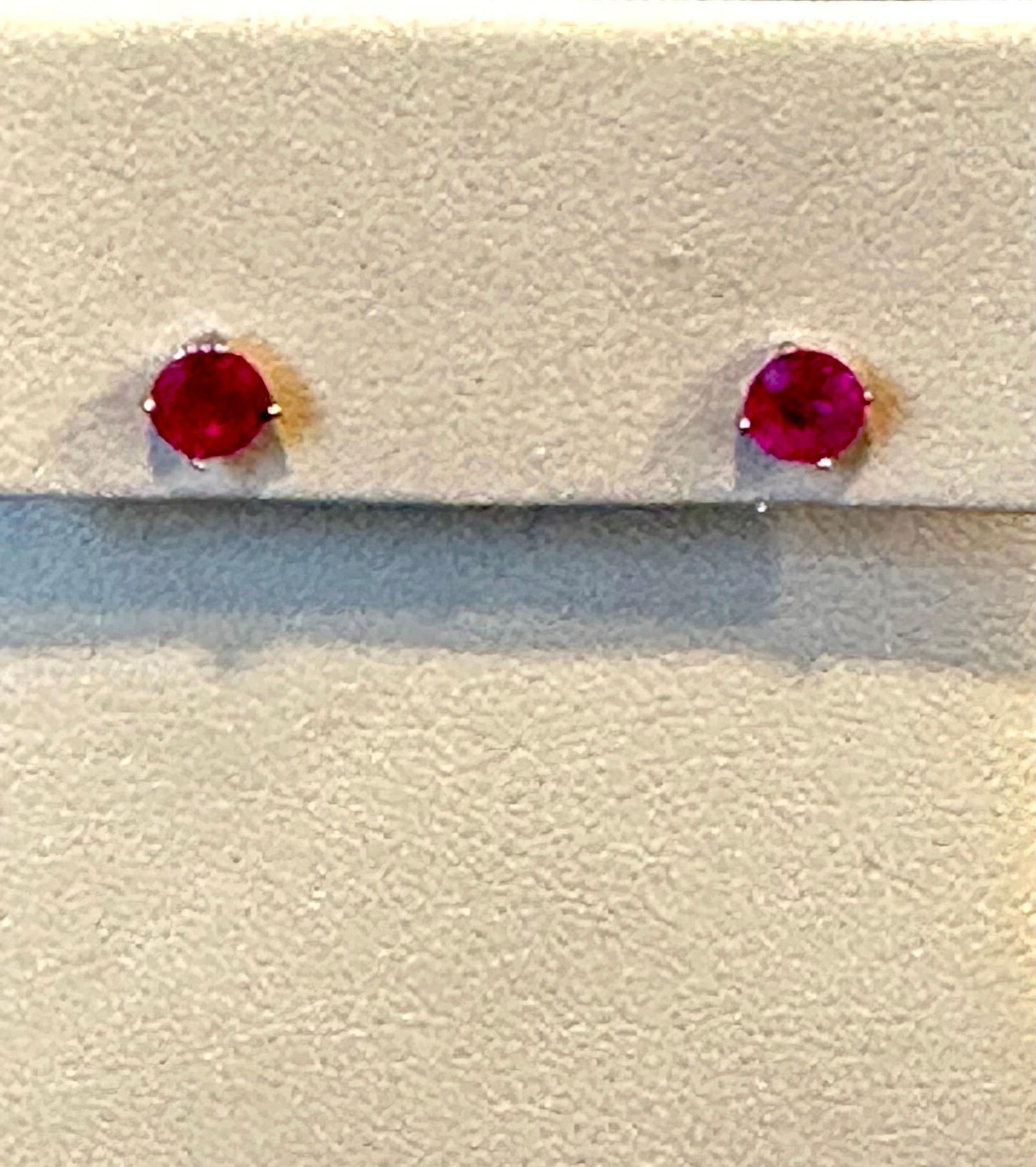 1 Carat Solitaire Natural Ruby Earrings 4 Prongs Screw Back 14 Karat White Gold - 6