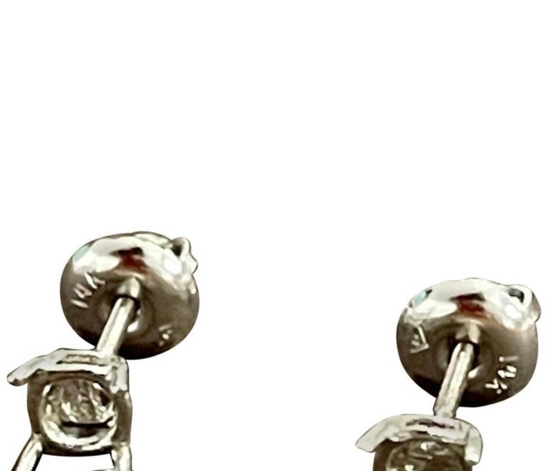 1 Carat Solitaire Natural Ruby Earrings 4 Prongs Screw Back 14 Karat White Gold - 9