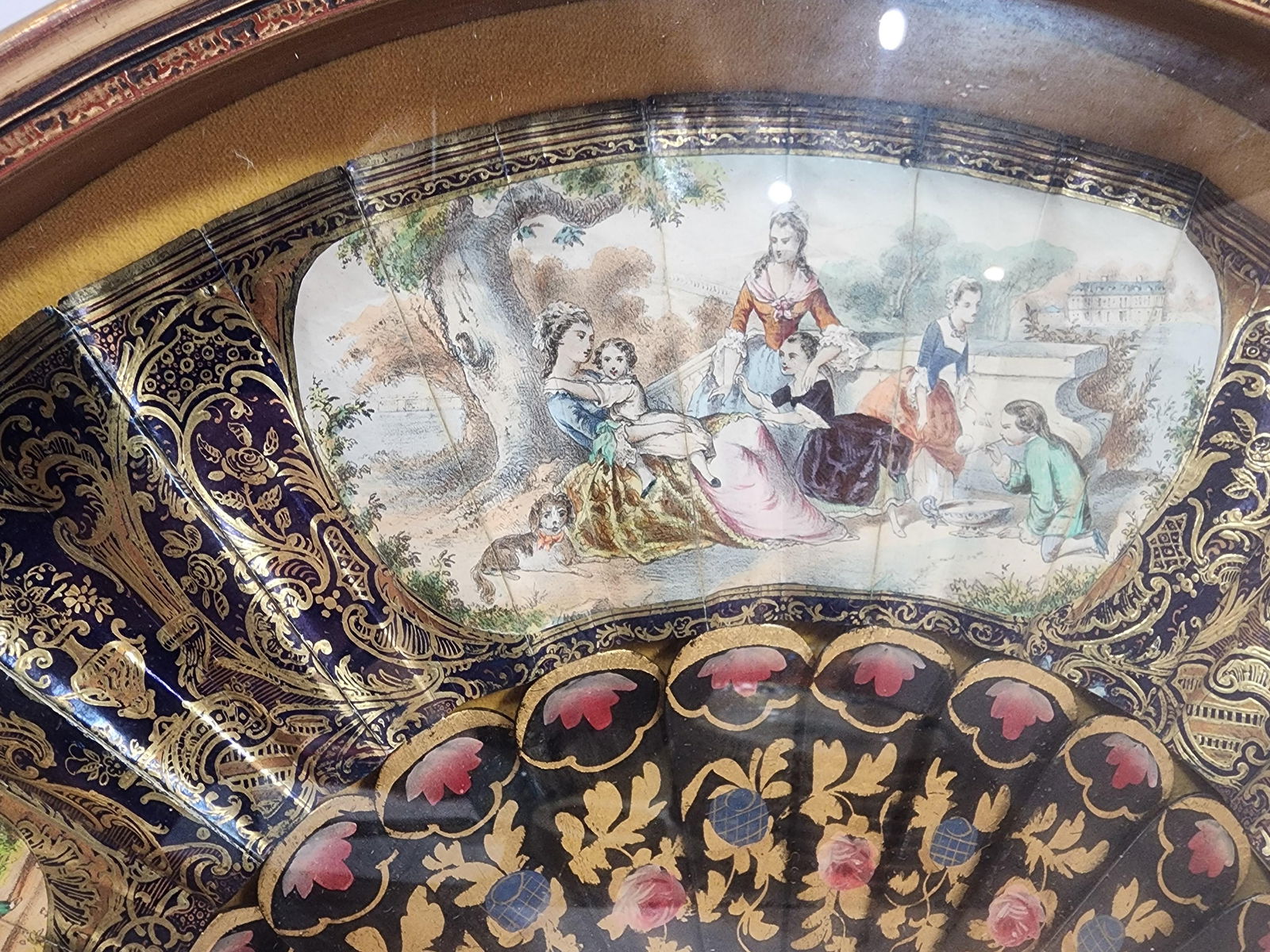 Antique 19th Century Lady's Fan Framed and Mounted - 4