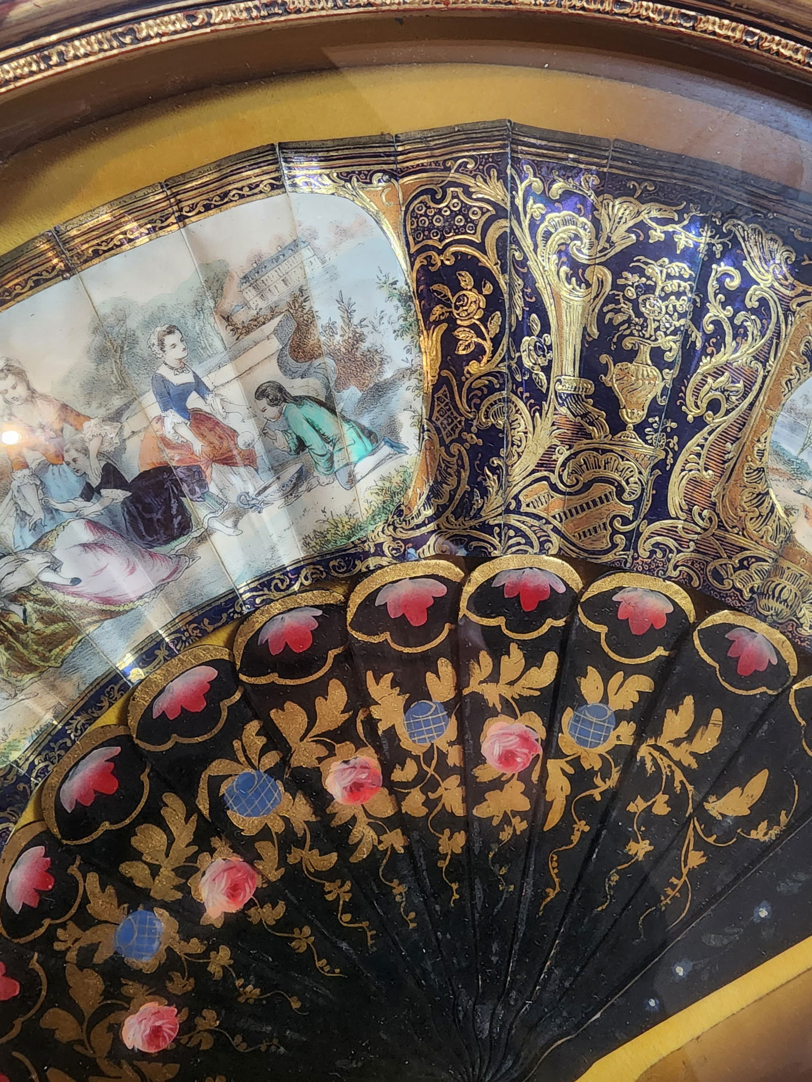 Antique 19th Century Lady's Fan Framed and Mounted - 9