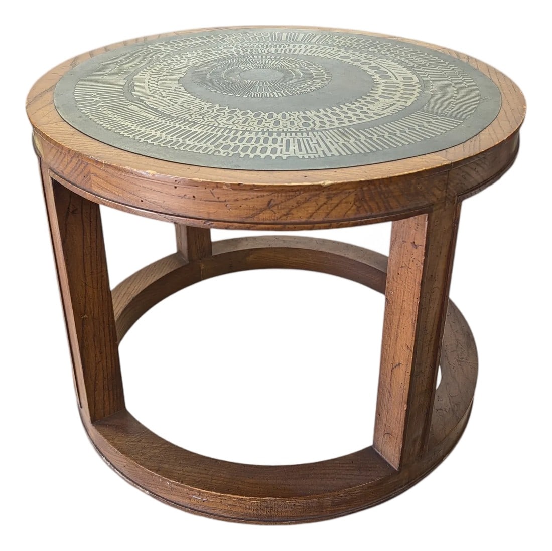 1970s Italian Brutalist Etched Side Table by G. Urso: 1970s Italian Brutalist Etched Side Table by G. Urso. Condition: Alterations: Original Condition Unaltered Imperfections: Some Imperfections Condition Notes: Good period condition. Minor wear and