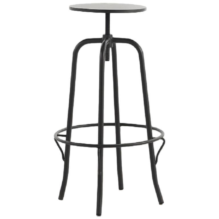 New Industrial Wrought Iron Shop Stool with Metal Seat - 2
