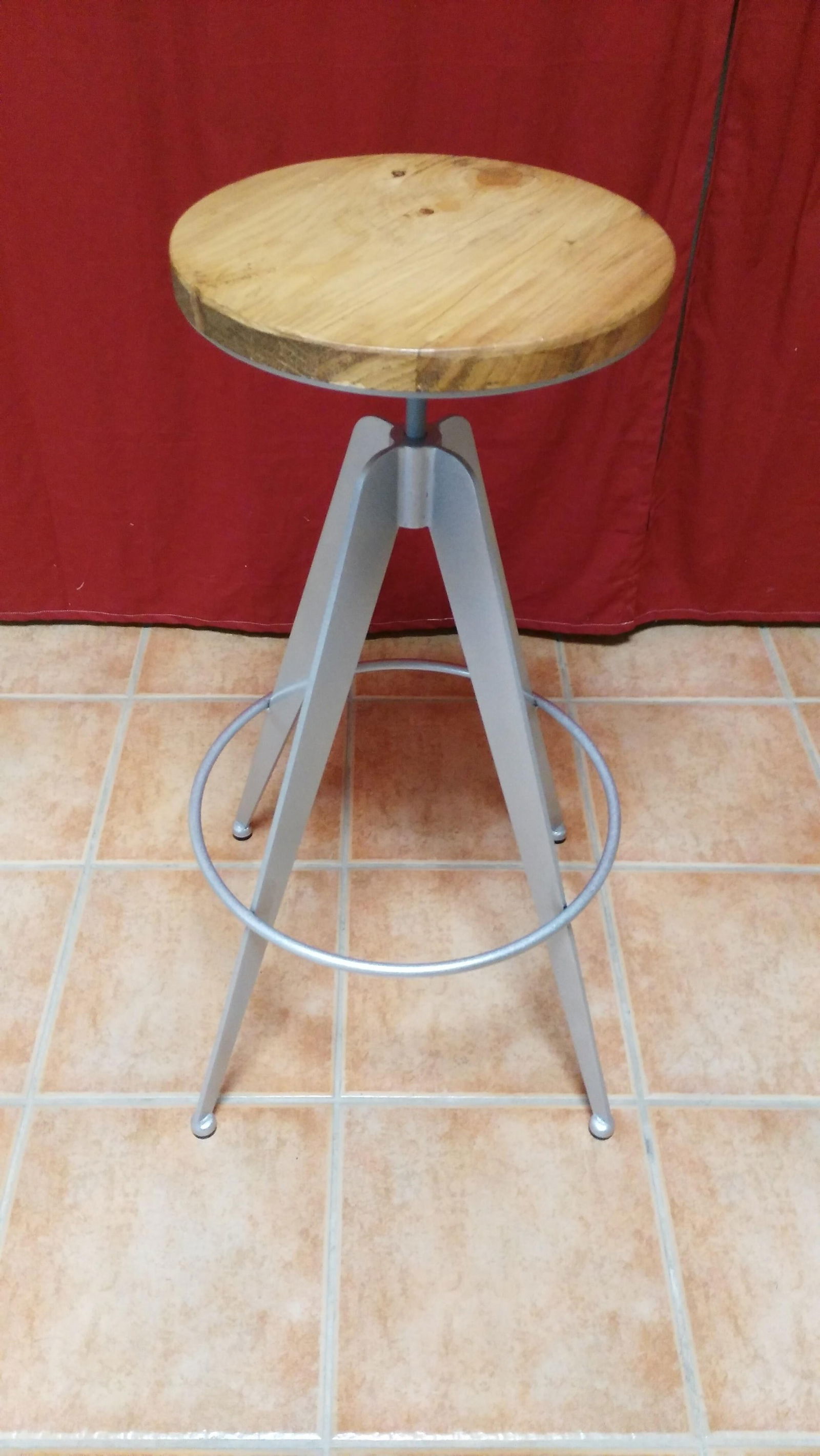 New Industrial Wrought Iron Shop Stool with Metal Seat - 4