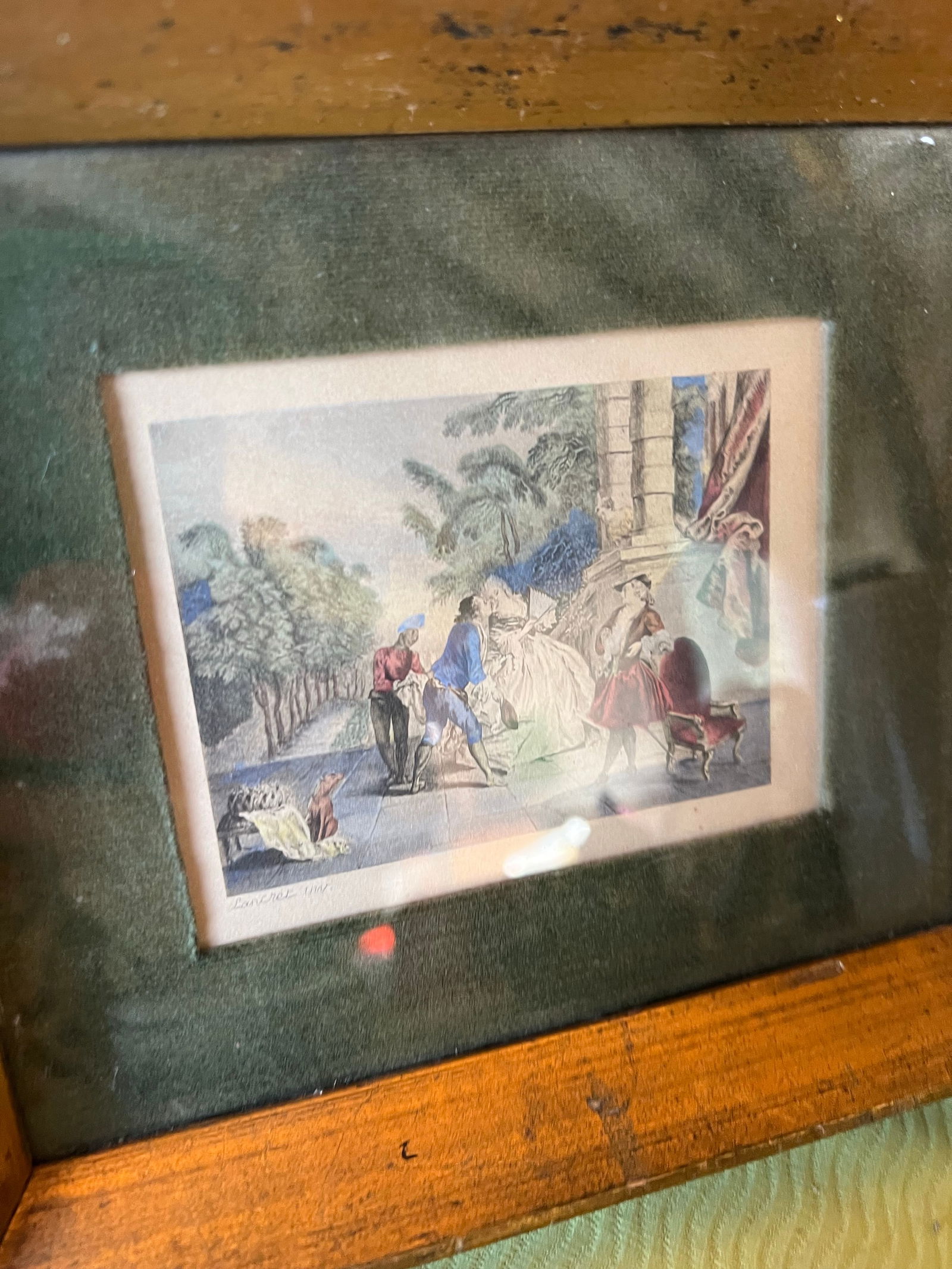 1970s Small French Framed Print, in Nicolas Lancret Style - 7