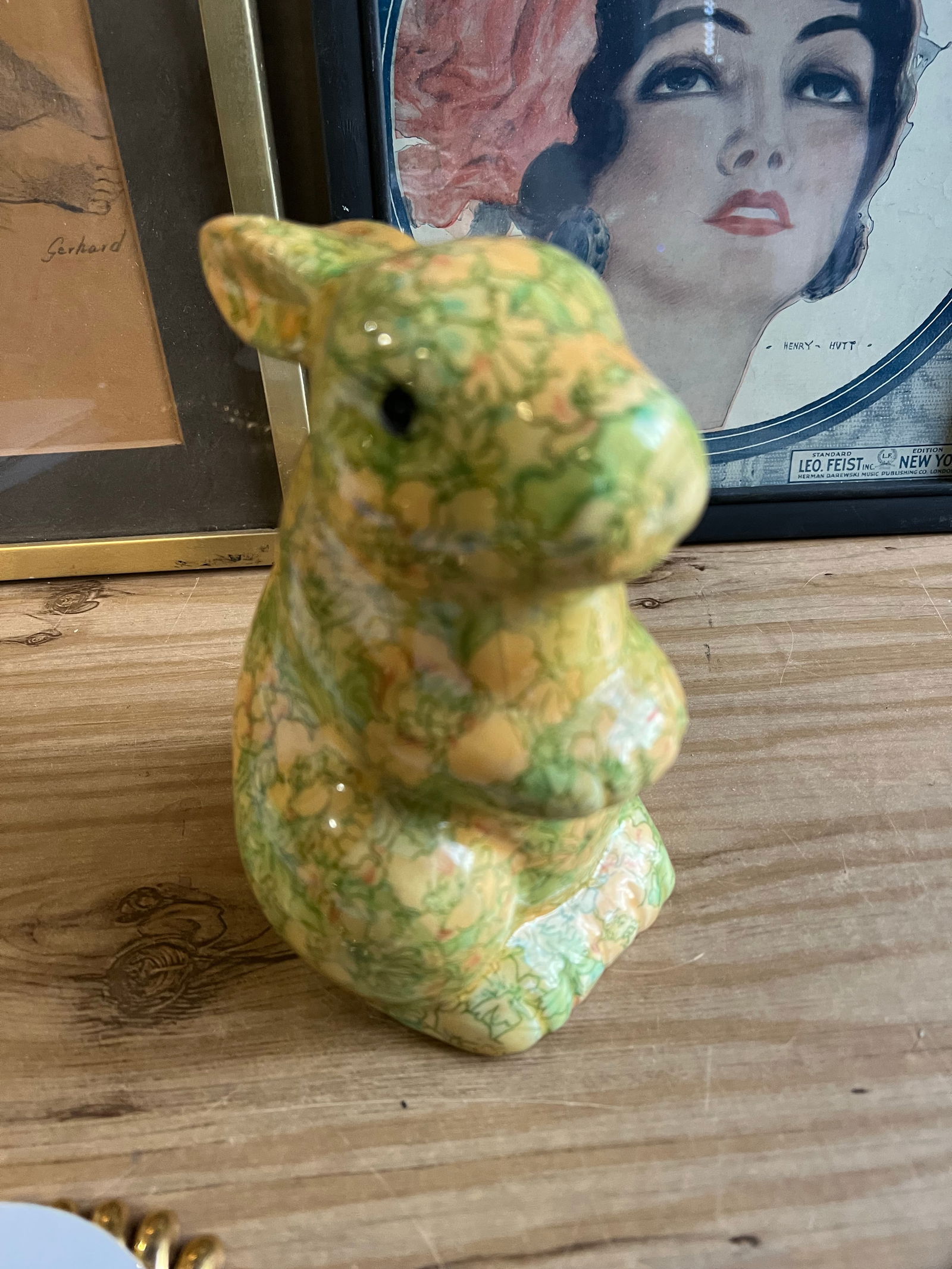 1970s Decoupage Ceramic Floral Bunny Sculpture - 5