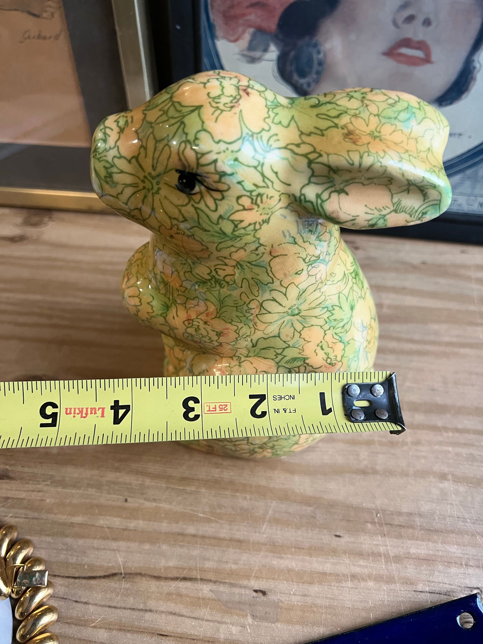 1970s Decoupage Ceramic Floral Bunny Sculpture - 7