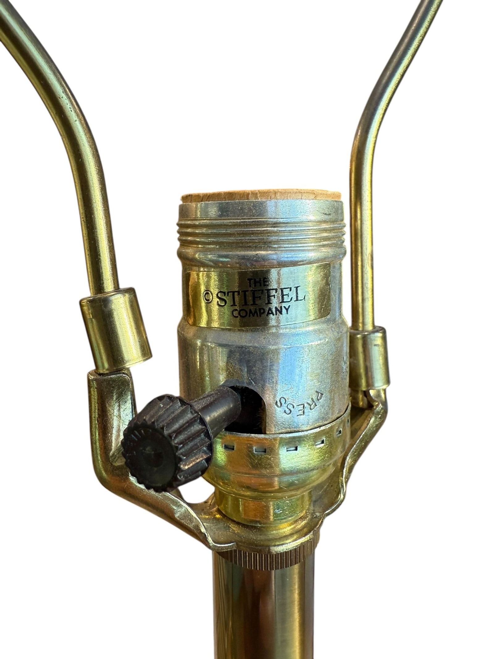 Stiffel Solid Brass Table Lamps With Original Shades 1950s - a Pair - 2