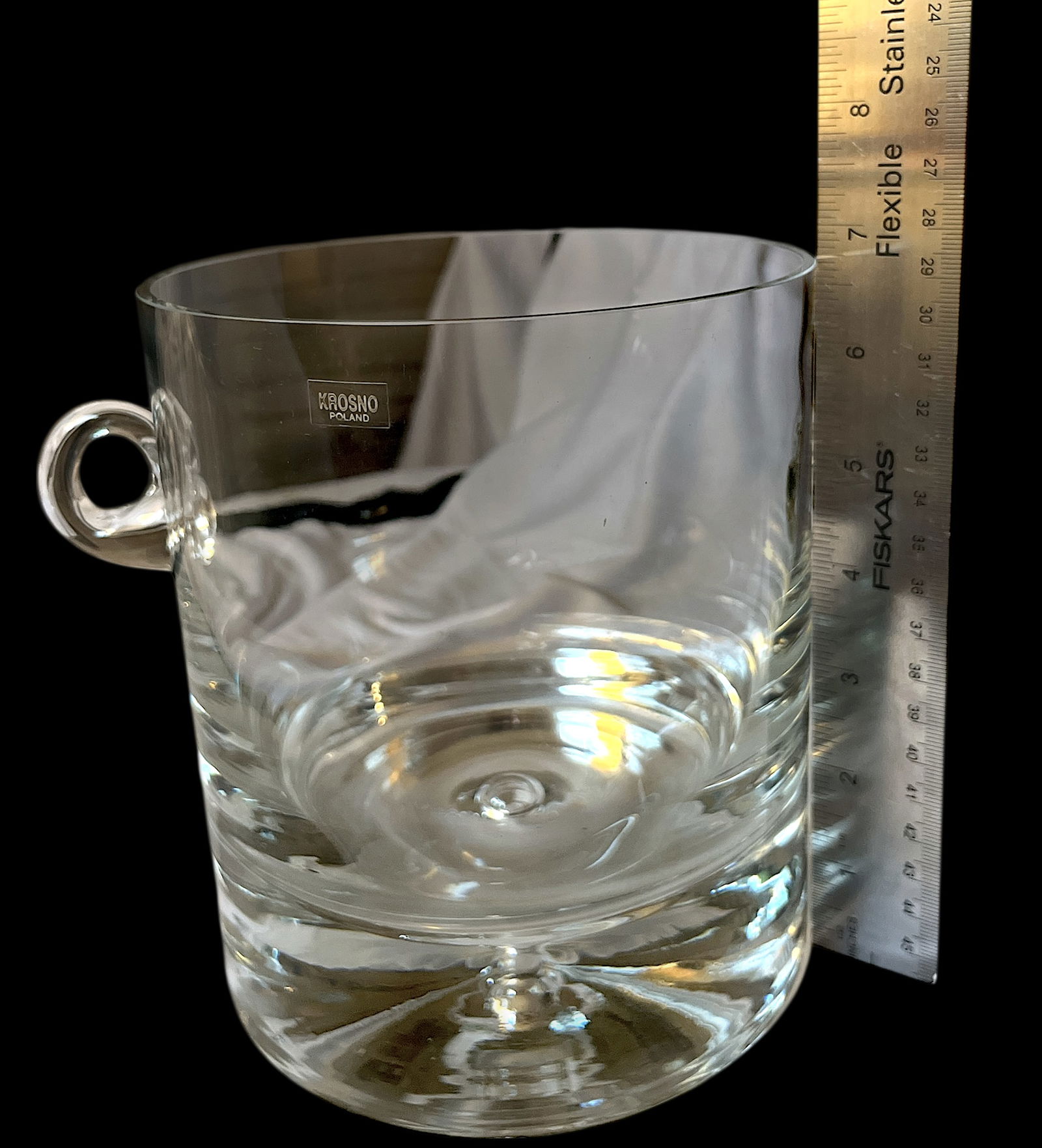 Vintage Krosno Crystal Ice Bucket | Poland | Mid-Century Modern Barware - 7