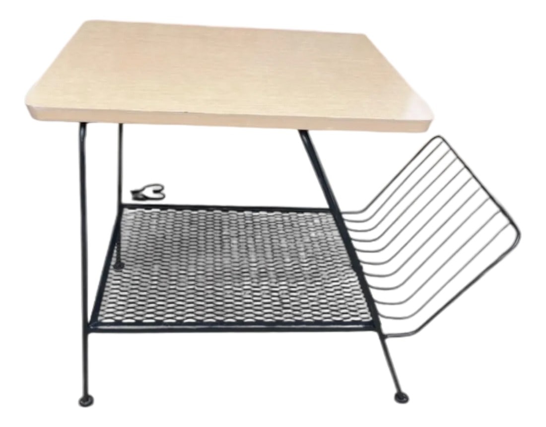 Mid Century Table With Metal Magazine Rack (1 of 8)
