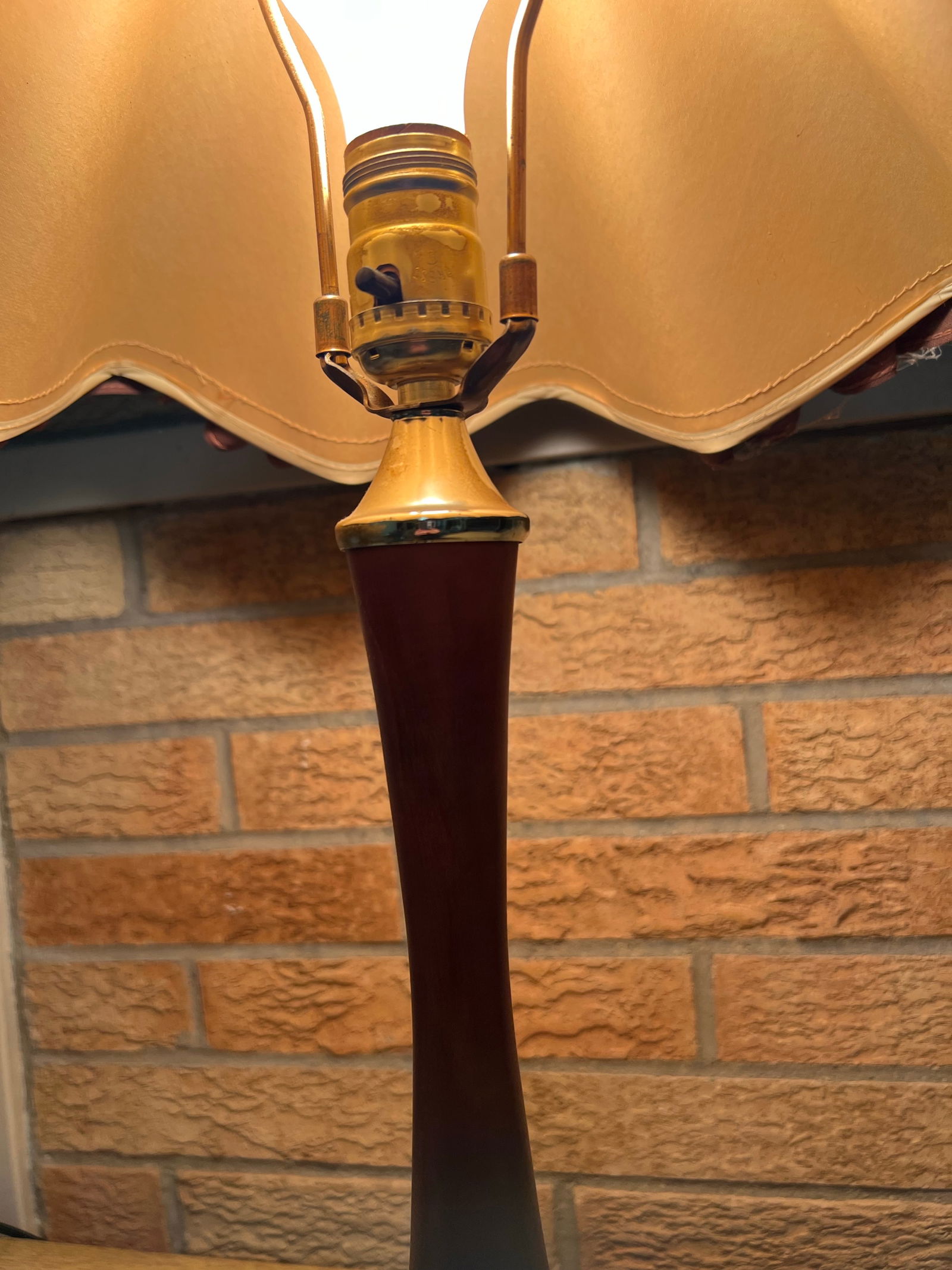 Vintage Fancy Wood and Glass Table Lamp - 3