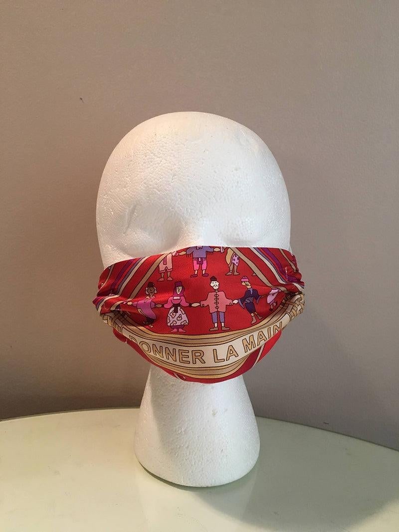 Hermes Vintage Handmade Donner La Main Silk Scarf Surgical Face Mask - 4