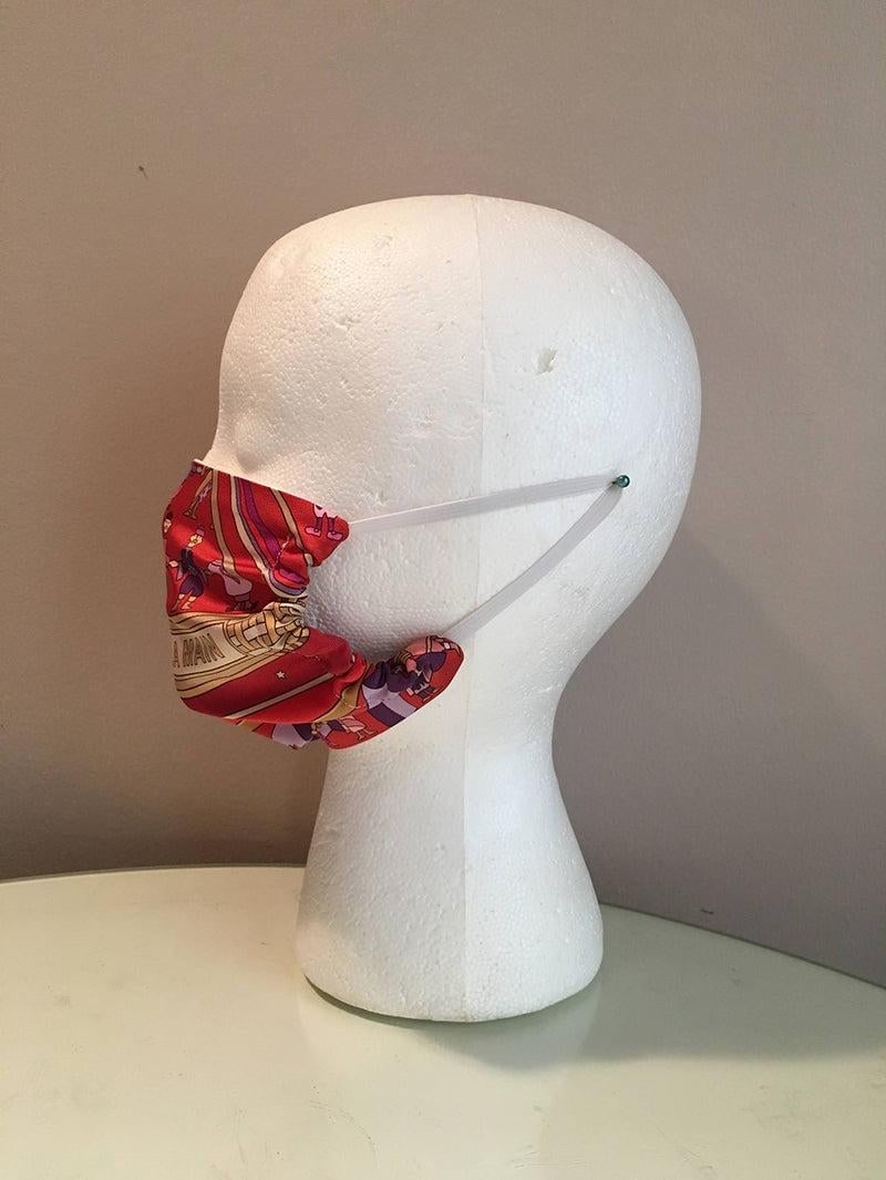 Hermes Vintage Handmade Donner La Main Silk Scarf Surgical Face Mask - 6