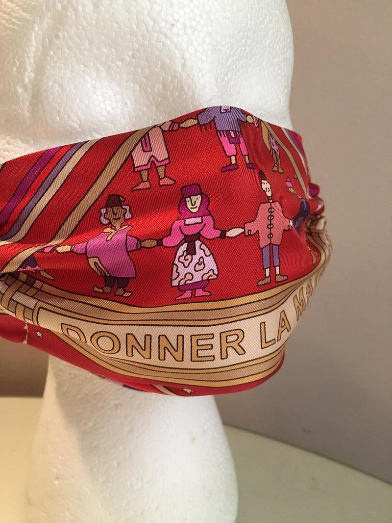 Hermes Vintage Handmade Donner La Main Silk Scarf Surgical Face Mask - 7