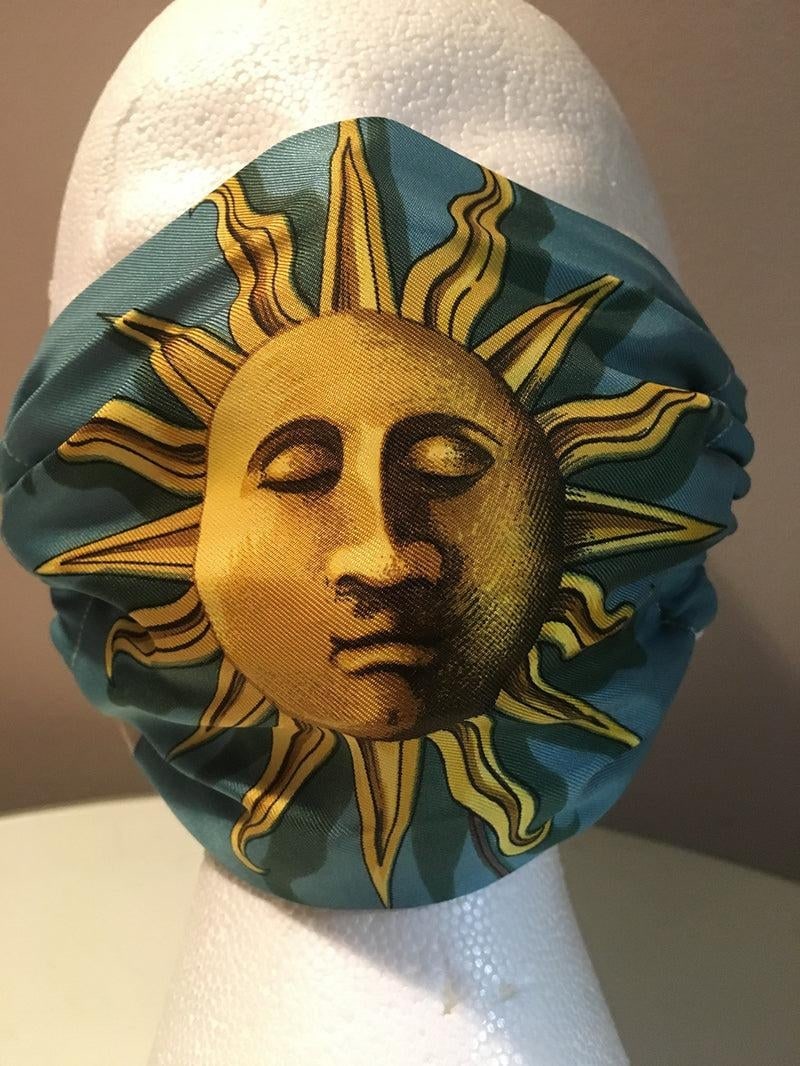 Handmade Hermes Vintage Dies et Hore Sun Silk Scarf Masque - 8