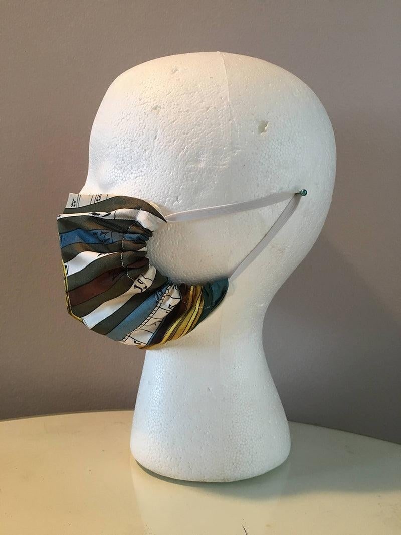 Handmade Hermes Vintage Dies et Hore Virgo Silk Scarf Face Mask - 6