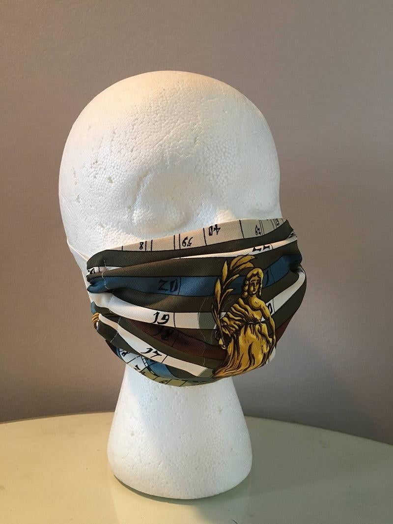 Handmade Hermes Vintage Dies et Hore Virgo Silk Scarf Face Mask - 7