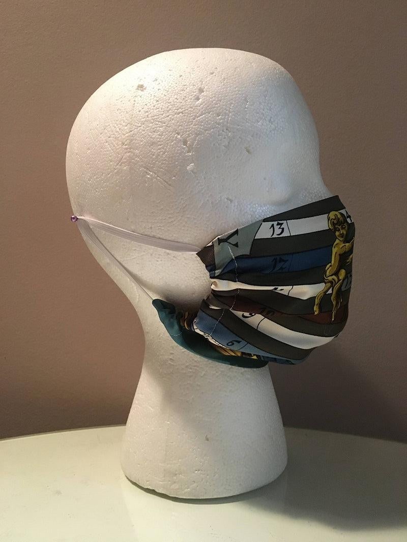 Handmade Hermes Vintage Dies et Hore Gemini Silk Scarf Face Mask - 6