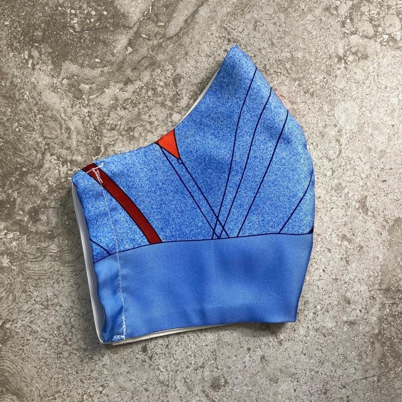 1980s Hermes Les Folies Du Ciel Silk Scarf Face Mask - 3