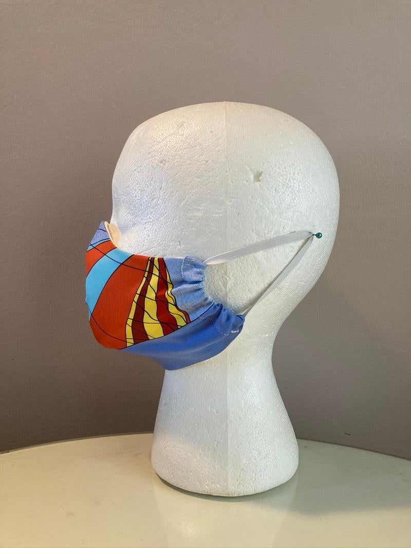 1980s Hermes Les Folies Du Ciel Silk Scarf Face Mask - 7