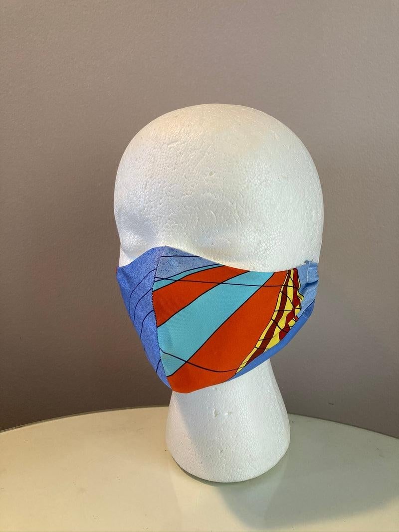 1980s Hermes Les Folies Du Ciel Silk Scarf Face Mask - 8