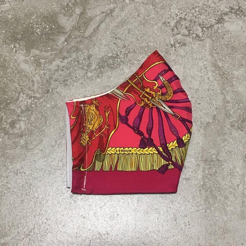 Handmade Vintage Hermes Caparacon de la France et de L'Inde Silk Scarf Face Mask - 3