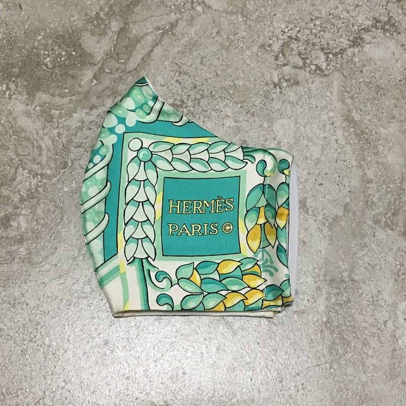 Handmade Vintage Hermes Scala Silk Scarf Face Mask - 3