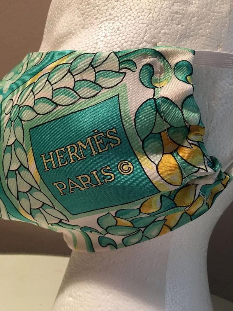 Handmade Vintage Hermes Scala Silk Scarf Face Mask - 7