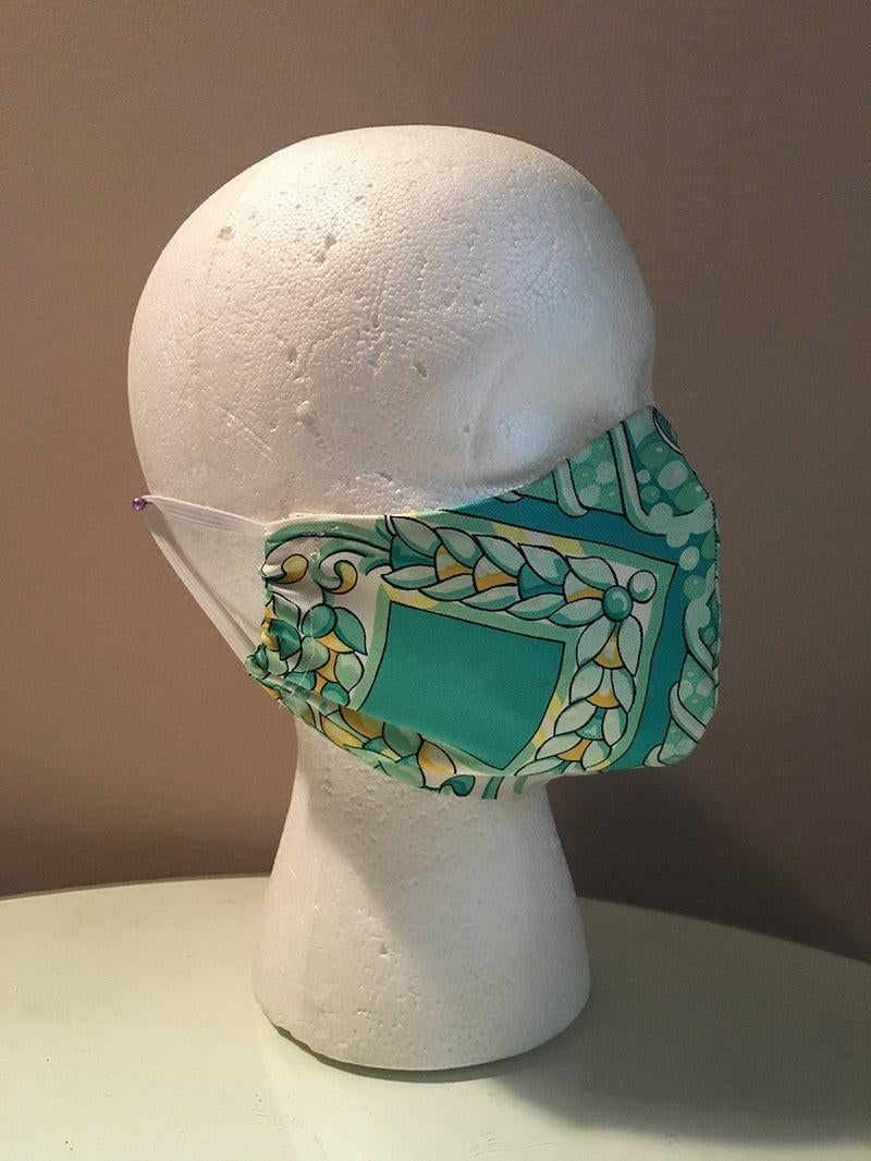 Handmade Vintage Hermes Scala Silk Scarf Face Mask - 9