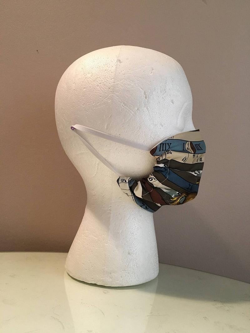 Hermes Vintage Handmade Dies et Hore Astrologie Silk Scarf Surgical Face Mask - 5