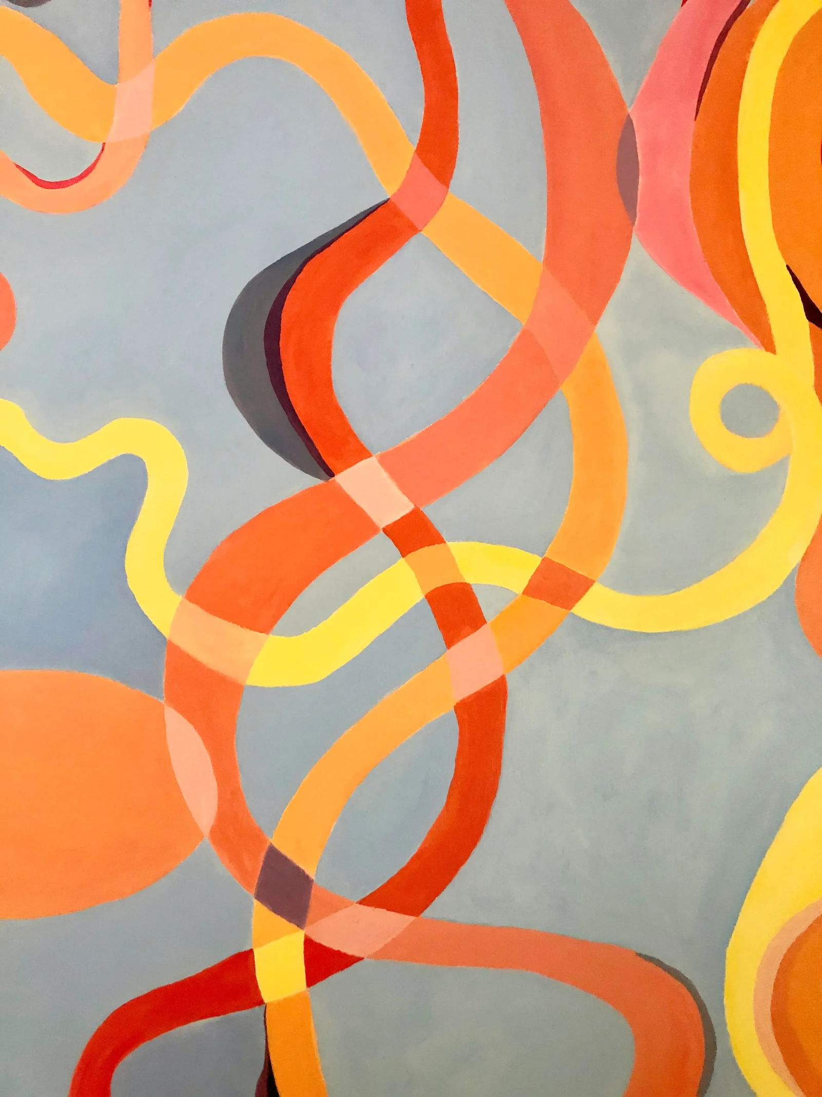 Large Abstract Diptych in Cobalt Blue Orange and Pink - 10