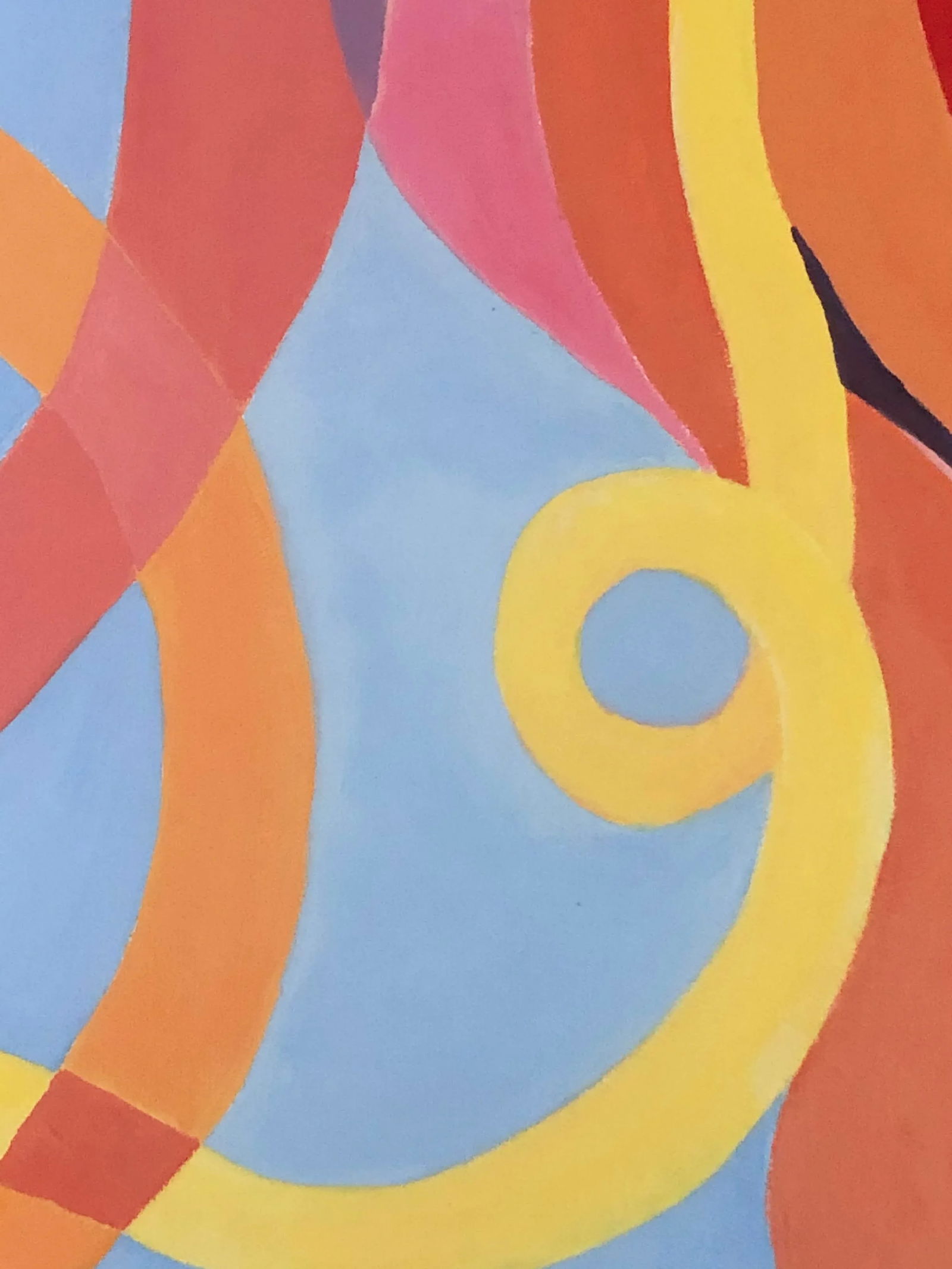 Large Abstract Diptych in Cobalt Blue Orange and Pink - 9