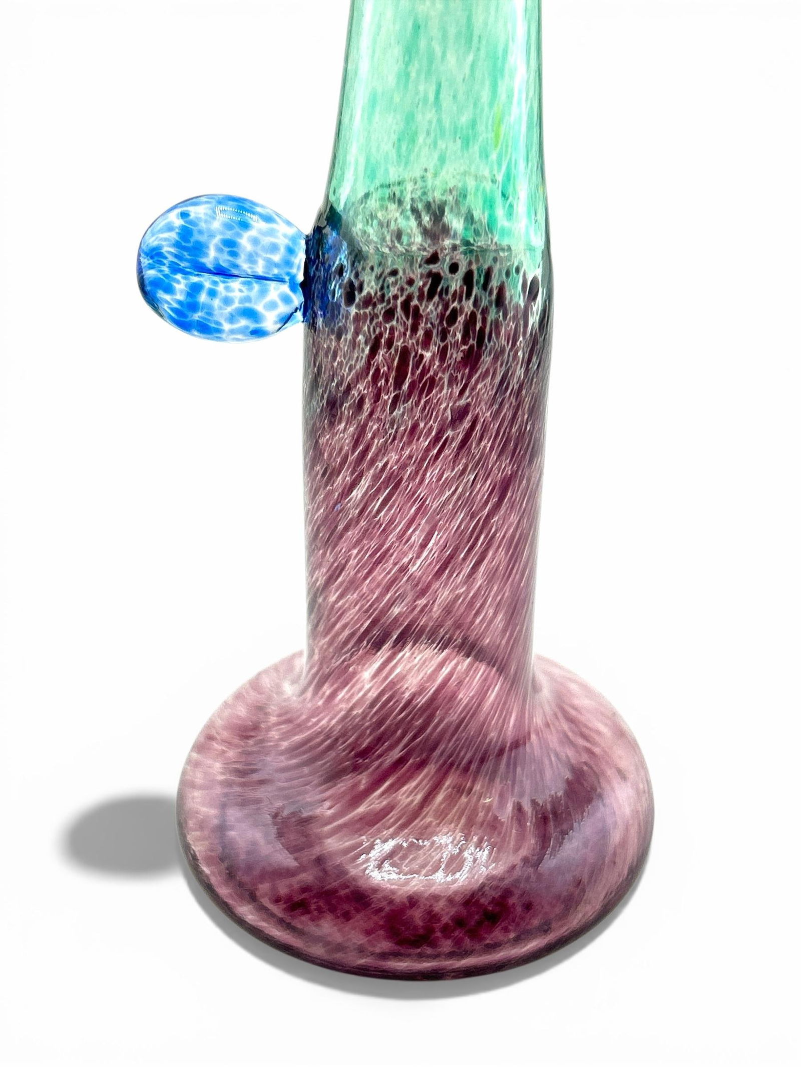 1970s Bertil Vallien Swedish "Windpipe" Purple & Green Art Glass Vase for Kosta Boda - 3